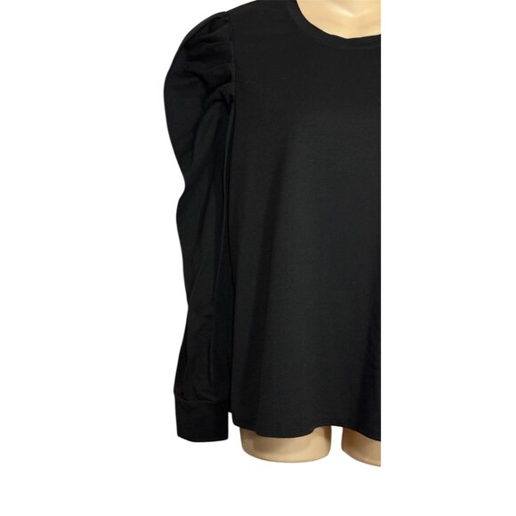 Gibsonlook Womens Medium Black Puff Shoulder Long Sleeve Top - Picture 3 of 6